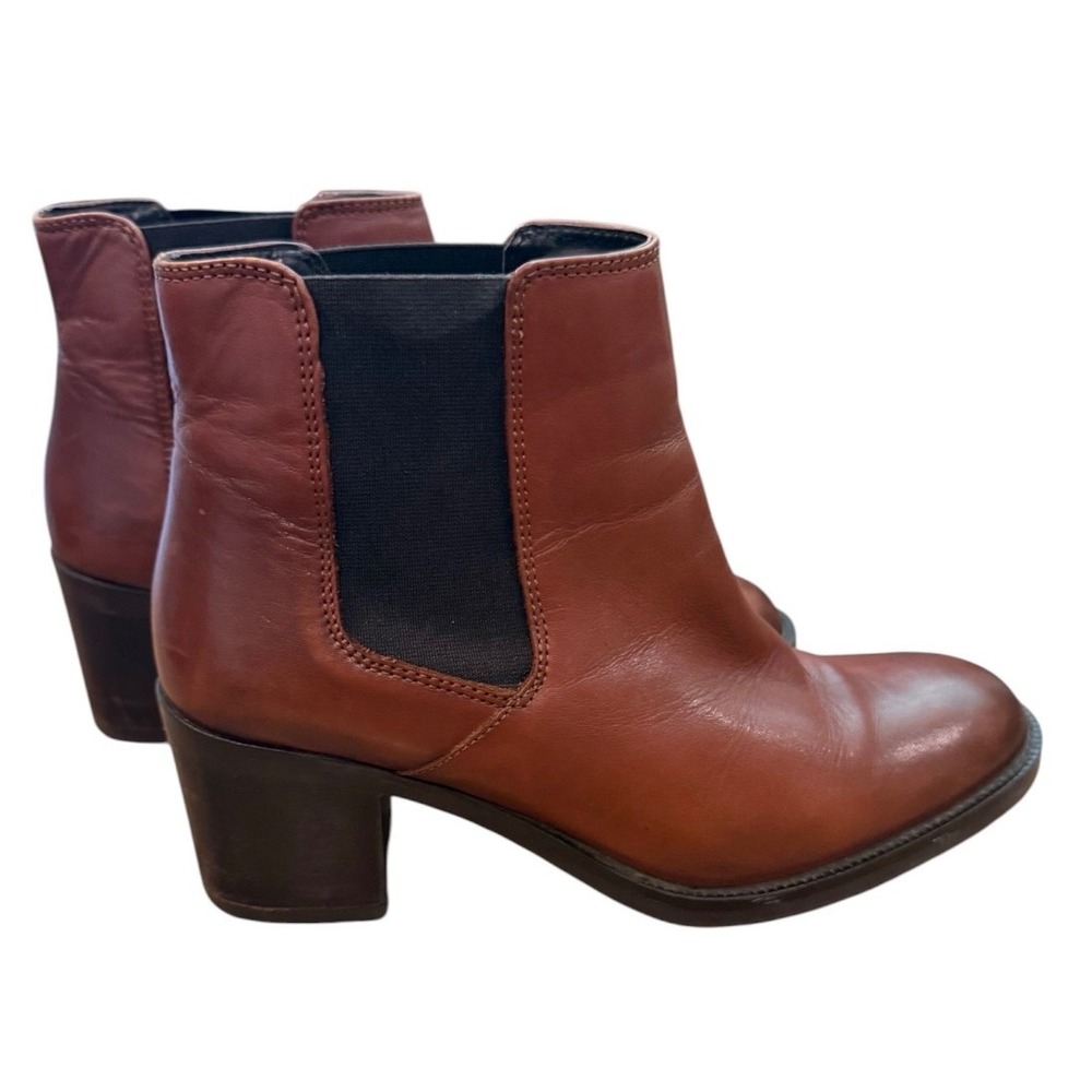 Clarks Mascarpone Bay Tan Leather Chelsea Ankle Boots Block Heel Womens 7M